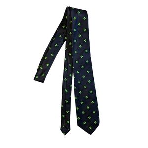 St Patrick's Day Lucky Clover Tie! 🍀🇮🇪☘️💰 Navy Blue Shamrock Green Paddy's